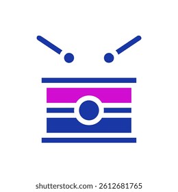Vibrant graphic illustration presenting a simplified drum set icon design