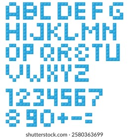 A vibrant graphic of pixelated alphabet letters and numbers, showcasing modern arts beauty