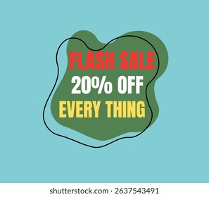 A vibrant graphic promoting a banner "Flash Sale" with "20% Off Everything." Ideal for shop owners looking to attract customers with a blanket discount.