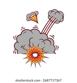 Um gráfico vibrante que representa um efeito de som de explosão ou explosão, apresentado em cores negrito e isolado em um plano de fundo branco limpo.
