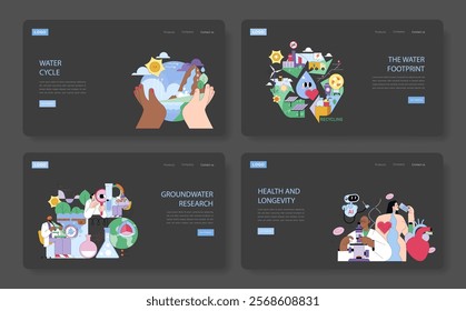 Vibrant graphics skillfully highlight advancements in water, health, research, and sustainability initiatives