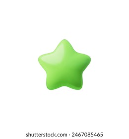 Vibrant green 3D star icon. Vector illustration of a single, glossy green star, perfect for decorative purposes or highlighting special achievements.