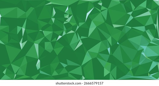 Fondo abstracto verde vibrante con un patrón geométrico poligonal complejo bajo poli