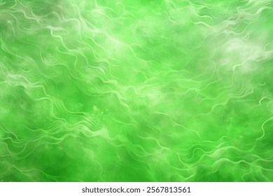 Vibrant green abstract background, flowing wave patterns, soft texture, ideal for nature themes, digital art.