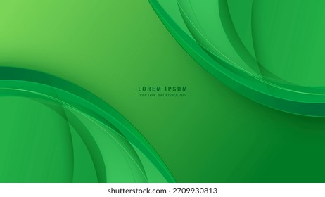 Vibrant green abstract background with smooth curved layers and subtle gradient lighting. Ideal for a wide range of creative uses. Vector illustration