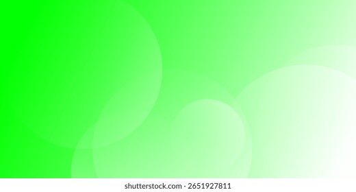 Vibrant green abstract background with transparent overlapping circles and soft gradients, ideal for eco-friendly themes, digital templates, and presentations