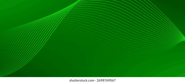 Vibrant green abstract wave background with smooth curved lines and gradient tones. Perfect for eco, technology, or modern business designs.eps10