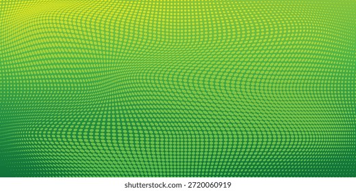 Fundo De Padrão De Onda Abstrata Verde Vibrante Com Pontos Para Projetos De Design Digital