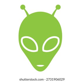Um vibrante ícone verde alienígena cabeça.