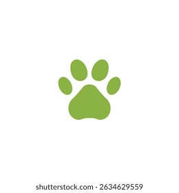 Vibrant Green Animal Paw Print Icon