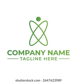 Design de logotipo de átomo verde vibrante Estilo moderno e minimalista Ideal para a marca da empresa de ciência ou tecnologia