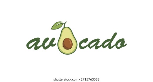 Vibrant green avocado logo on clean white background for healthy food branding
