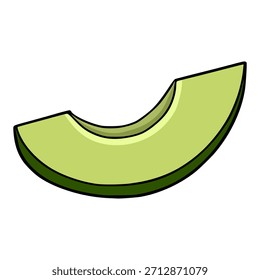 Uma fatia verde vibrante de abacate com um contorno escuro em negrito, apresentada como uma ilustração vetorial limpa em um fundo branco.