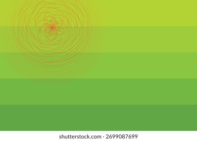 Un fondo verde vibrante con un patrón de remolino abstracto rojo a la izquierda, creando una sensación de energía y creatividad.