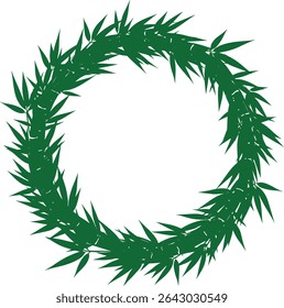 Vibrant green bamboo wreath, perfect for adding a touch of nature to your designs. Isolated on a clean white background for easy use. Ideal for invitations, logos, and more.