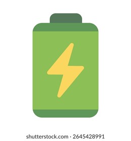 Vibrant Green Battery Icon with a Dynamic Yellow Lightning Bolt Symbol