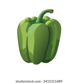 Vibrant Green Bell Pepper, a Nutritious Vegetable Ingredient, Isolated on White