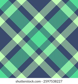 Vibrant green and blue plaid pattern.  Perfect for textile design, fashion, or website backgrounds.  This seamless texture evokes feelings of freshness and style.