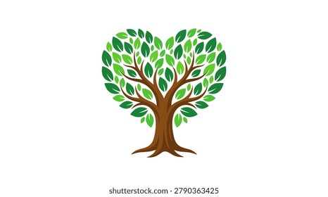 Vibrant green and brown leafy tree with a sturdy trunk