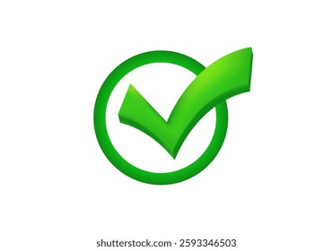 A vibrant green check mark inside a circle, representing success, approval, or completion.