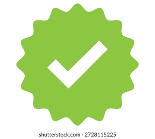 Um ícone de marca de seleção verde vibrante simboliza a aprovação.