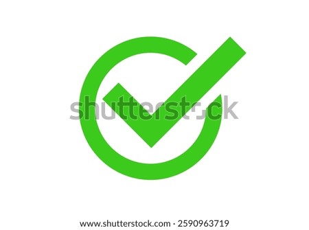 A vibrant green checkmark symbol represents success, approval, and tasks completed.