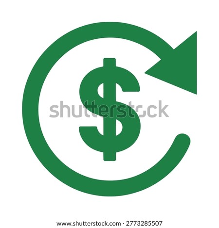 A vibrant green circular arrow encompassing a dollar sign representing financial returns or reimbursement