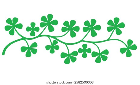 A vibrant green clover vine illustration, symbolizing luck and nature. Perfect for eco-friendly designs, decorations, and botanical artwork.