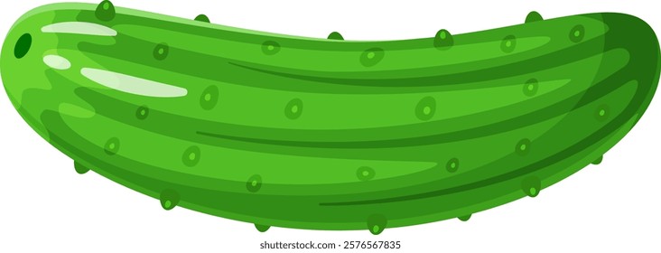 Vibrant green cucumber with noticeable bumps, suggesting freshness and readiness for culinary use, lying horizontally against a clean white background