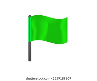 A vibrant green flag waves freely, attached to a sleek black pole, symbolizing vitality.