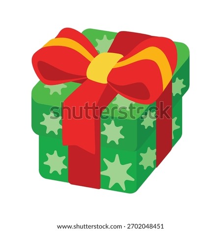 Vibrant green gift box with red ribbon and star