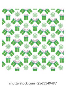 Vibrant green gift box seamless pattern, suitable for eco-friendly wrapping paper, festive decor, or celebration graphics.