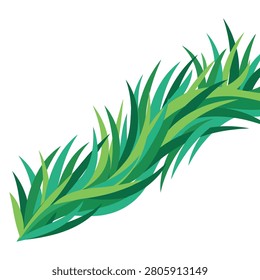Vibrant green grass blades arranged in a flowing wave pattern against a plain white background.