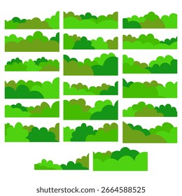 Conjunto de Vector de arbustos de hierba verde vibrante Elementos de Naturaleza