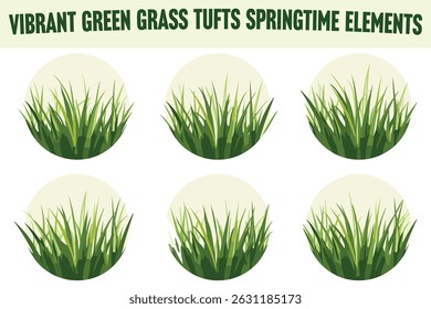 Elementos de primavera de mechones de hierba verde vibrante
