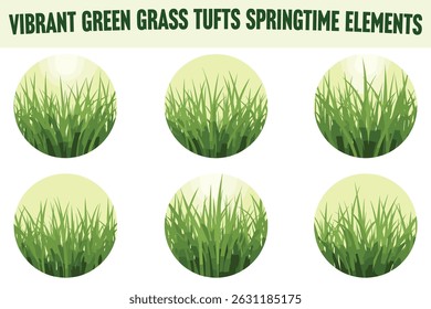 Elementos de primavera de mechones de hierba verde vibrante
