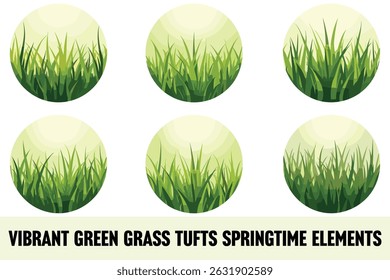 Éléments printaniers de touffes d'herbe vertes vibrantes
