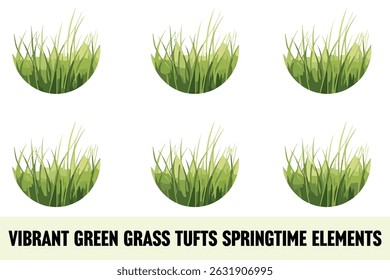 Vibrant Green Grass Tufts Springtime Elements