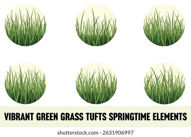 Vibrant Green Grass Tufts Springtime Elements