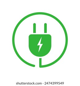 A vibrant green icon representing eco-friendly power solutions and renewable energy sources.