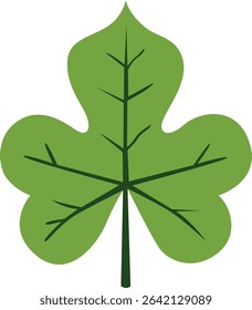 : A vibrant green leaf with distinct lobes, symbolizing the intricate beauty of natural forms in a minimalist design.