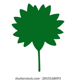 A vibrant green leaf featuring a spiky edge design and a central stem, isolated on a white background, showcasing natural plant structure.