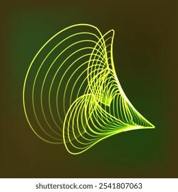 Fondo de Ilustración vectorial de neón forrado verde vibrante. Arte de línea 3D dinámico, adecuado para fondos y diseños contemporáneos.