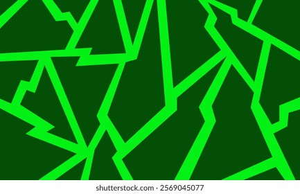 Vibrant green lines form a dynamic, abstract pattern on a dark background.