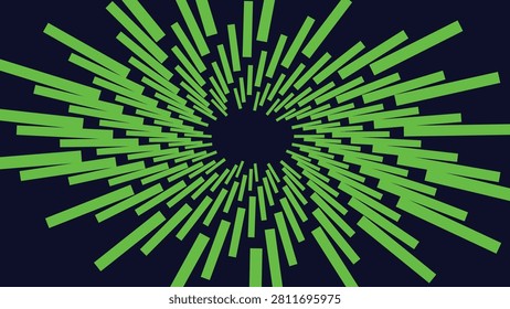 Vibrant green lines radiate from center