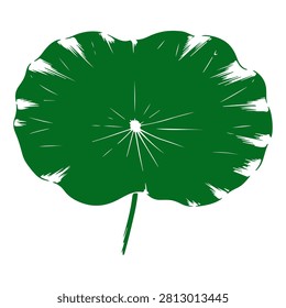 A vibrant green lotus leaf showcasing detailed veins and natural texture, isolated on a plain background for botanical and nature themes.