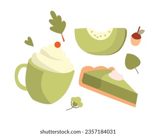 Vibrant green melon slice on white. Fresh, juicy, and cartoon-style illustration.