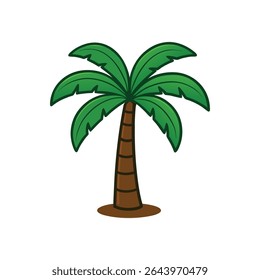 Vibrant Green Palm Tree Illustration Tropical Paradise Design Element