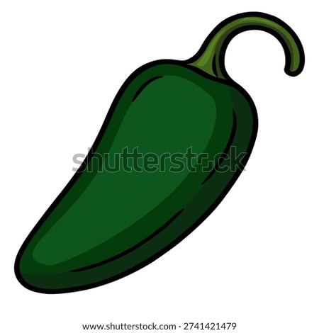 Vibrant green jalapeño pepper vector illustration, isolated on white background
