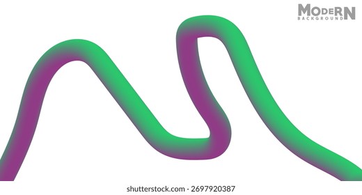 Vibrant Green and Purple Gradient Wave on a Clean White Background